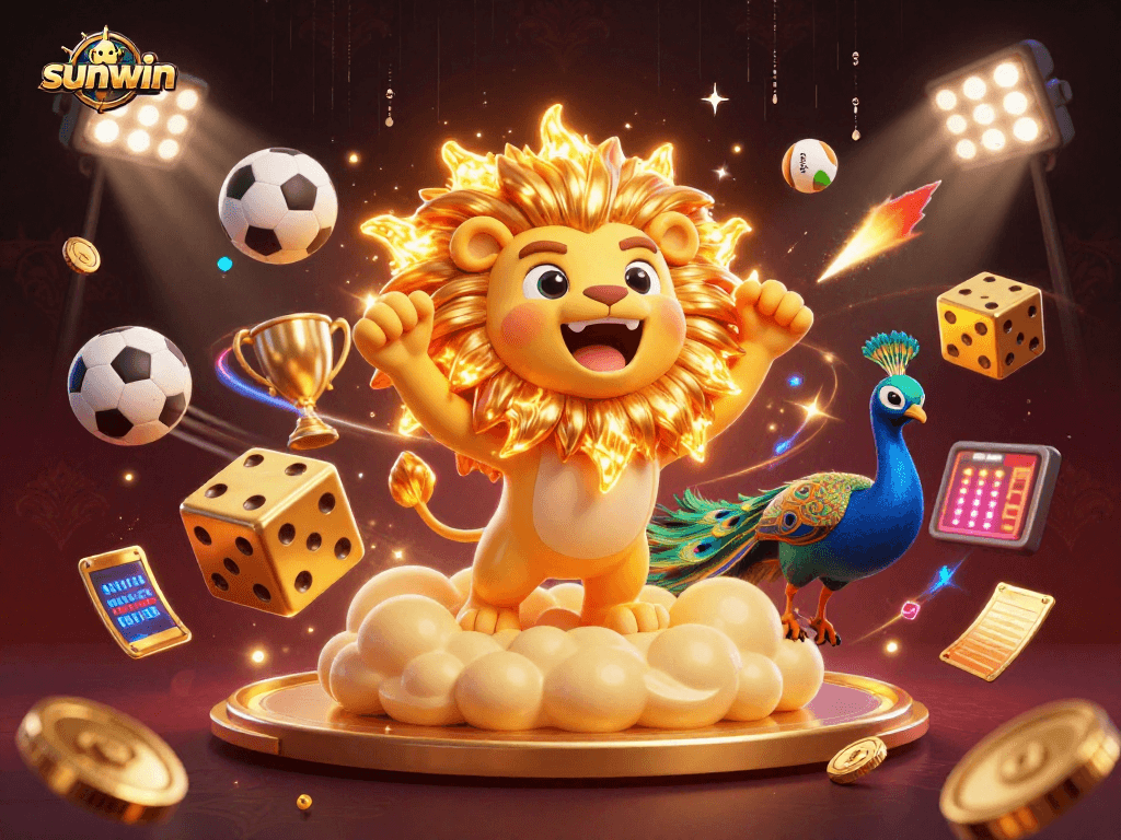 Win big with sunwin in an exciting 3D sports-themed casino scene.