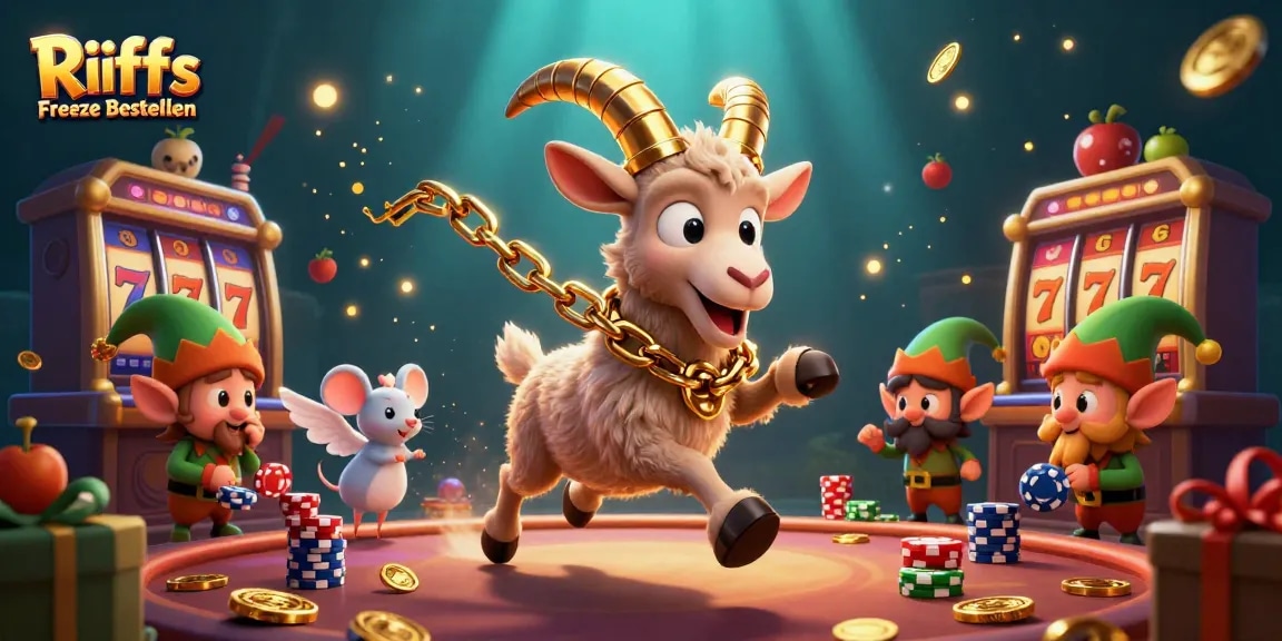 Experience the thrill of Riiffs Freeze Bestellen in a crowded casino scene with festive characters.