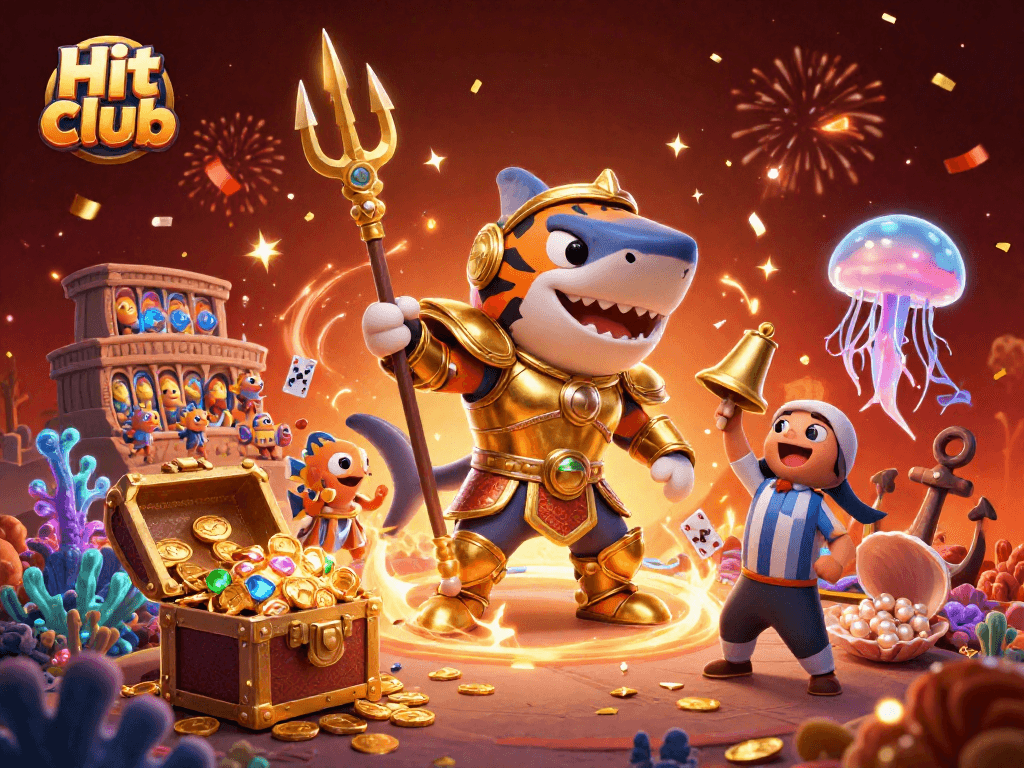 Experience the thrill of the Hit club in a vibrant underwater casino scene with engaging characters.