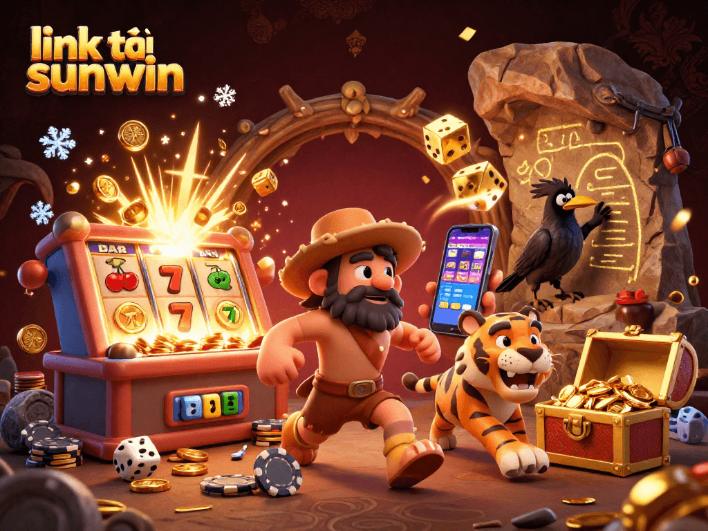 Celebrate your win with link tải sunwin! Enjoy a vibrant 3D casino scene featuring unique characters and thrilling game elements.