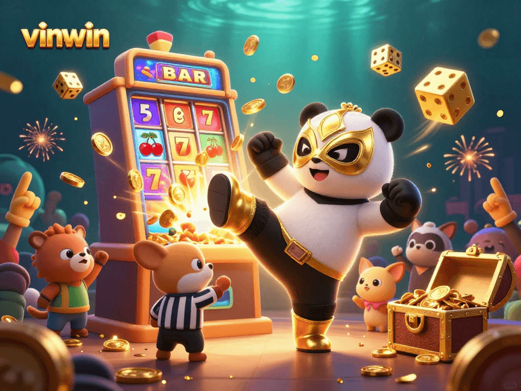 Experience the thrill of vinwin with engaging gameplay as a panda wrestler takes flight!