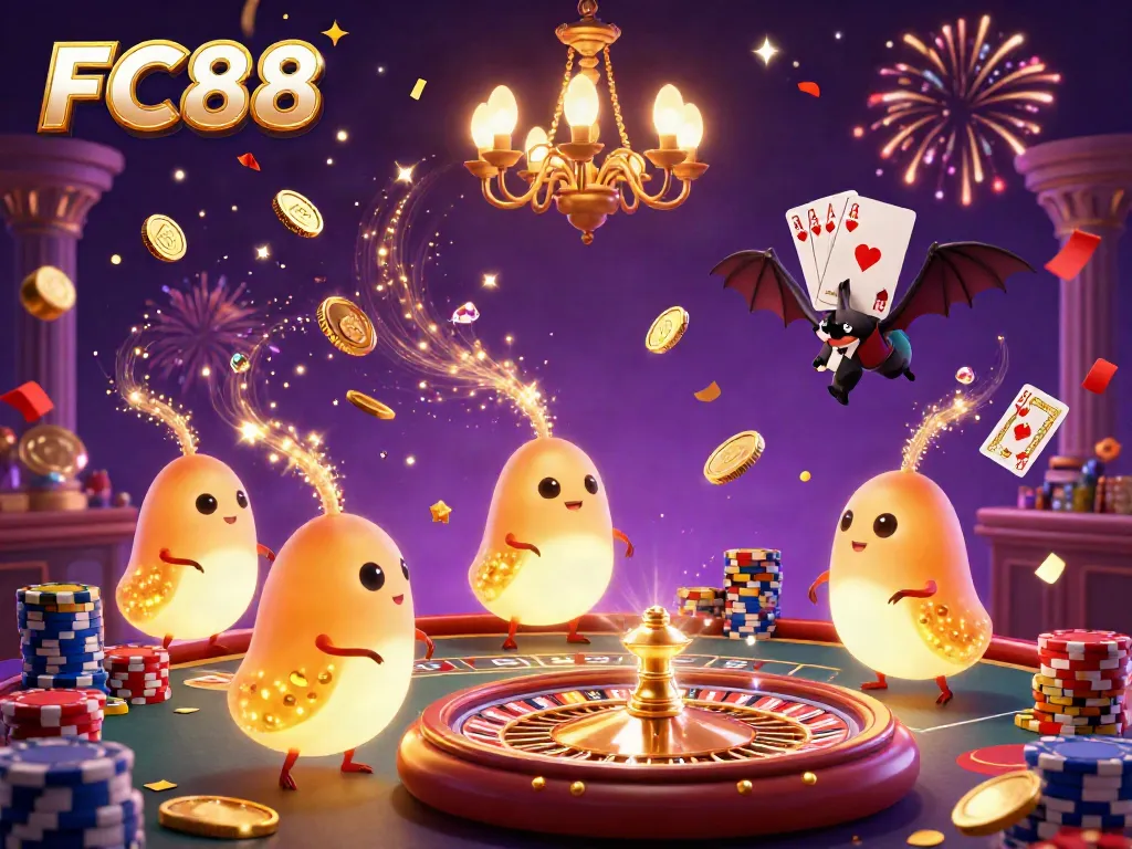 Experience the energetic casino scene with FC88, where glowworms light up the game tables with vibrant energy.