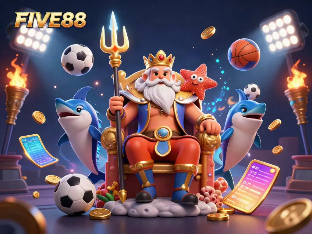Engage in thrilling sports betting with FIVE88 featuring Neptune, dynamic game elements, and vibrant 3D action.