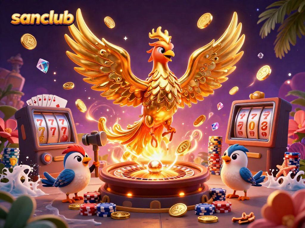 Experience thrilling gameplay at sanclub with a golden phoenix and vibrant casino elements.