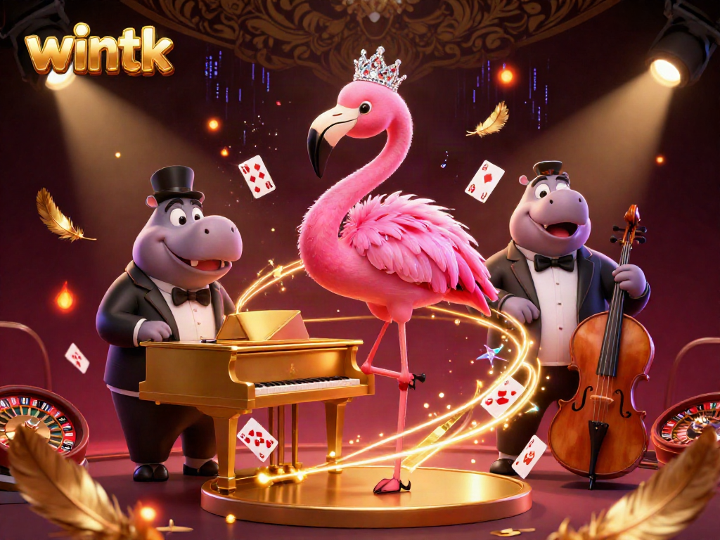 Experience the thrill of wintk with a vibrant casino scene featuring lively characters and games.