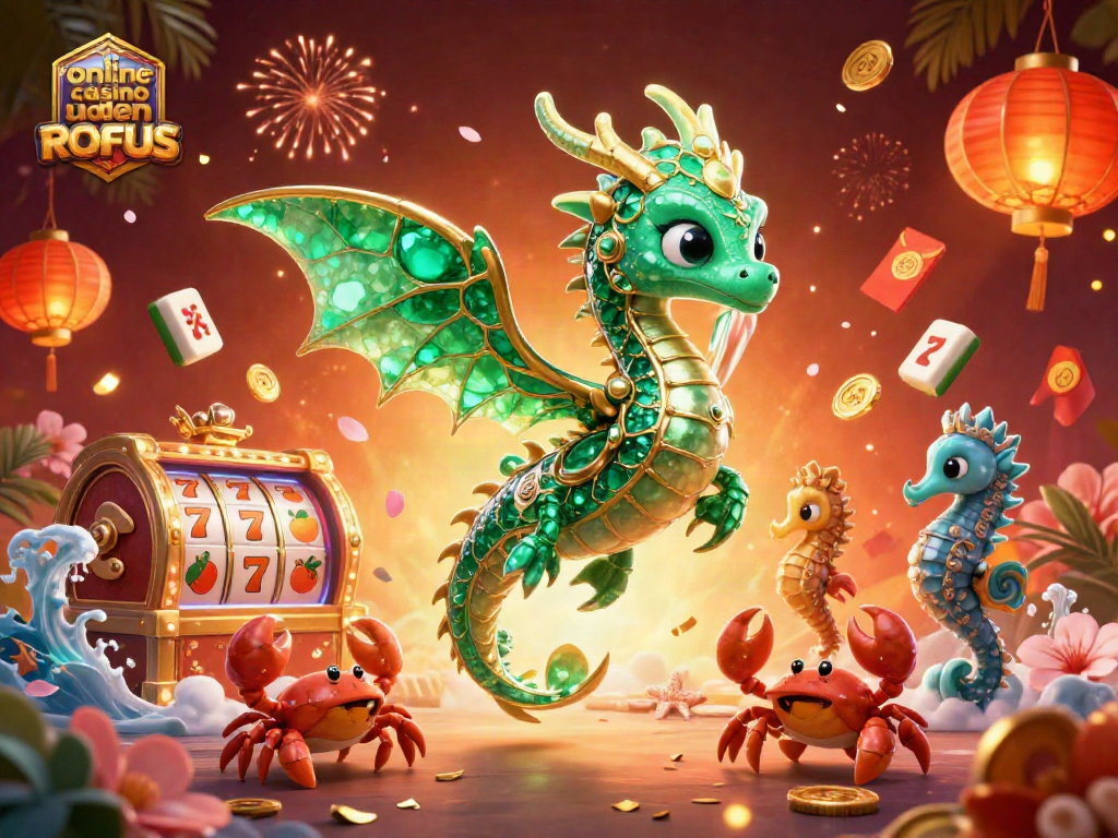 Experience the thrill of online casino uden ROFUS with colorful slot reels, sea creatures, and vibrant gaming elements.