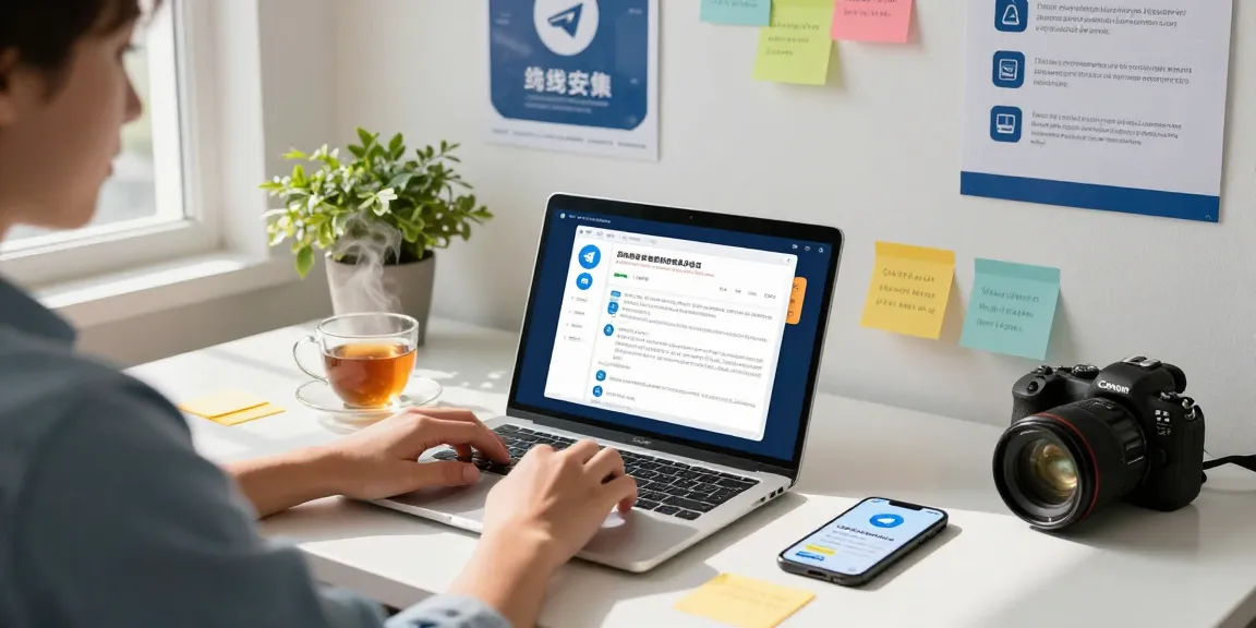 Switching to Telegram Chinese interface with a user in a bright workspace.