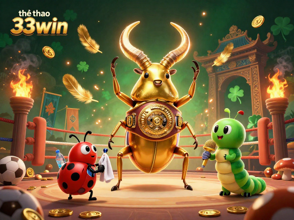 Engage in thrilling sports action with thể thao 33win featuring vibrant 3D illustration of a golden stag beetle.