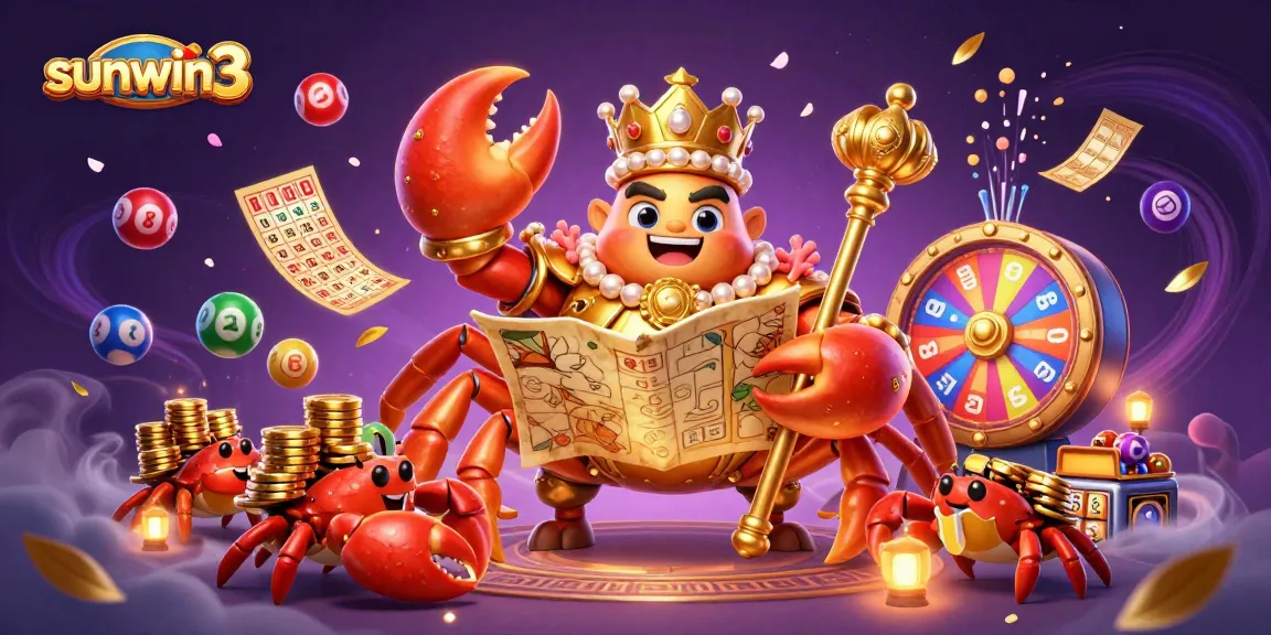 Participate in sunwin3's exciting gambling adventure with golden crab emperor and lottery elements.