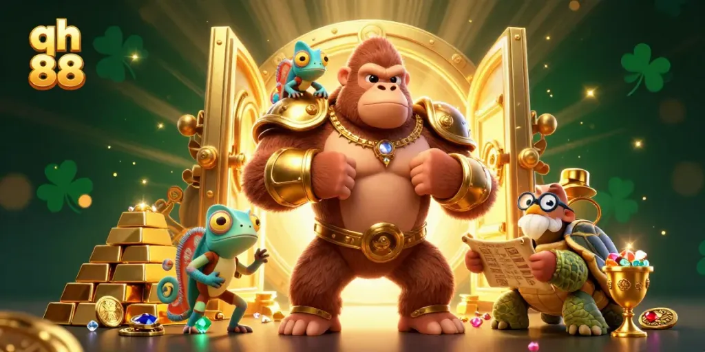 Experience the qh 88 adventure with a powerful gorilla and treasure elements in vivid detail.