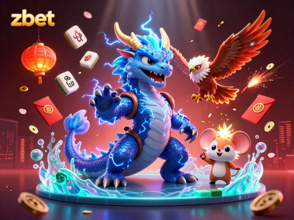 Zbet showcases an electric casino scene with a dragon and glowing elements, promoting thrilling gaming experiences.