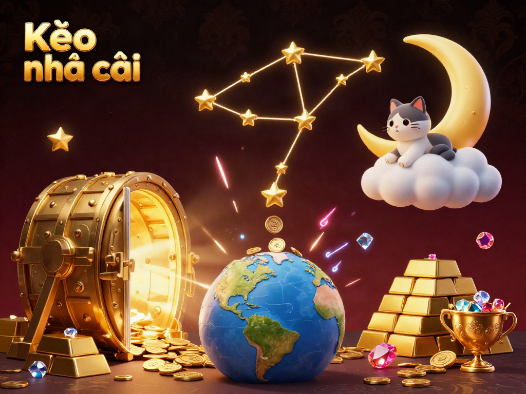 Engage with Kèo nhà cái while exploring a magical scene of gold, coins, and lucky charm elements.