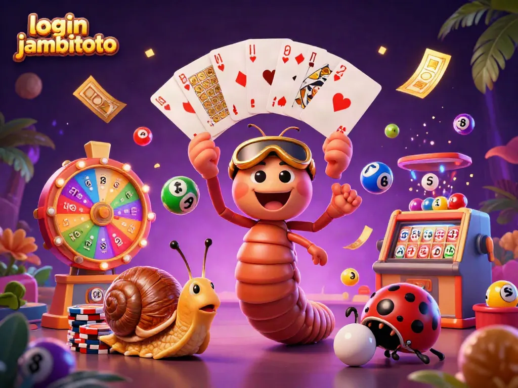 Experience the excitement of gambling with login jambitoto featuring a 3D cartoon dealer and vibrant lottery elements.