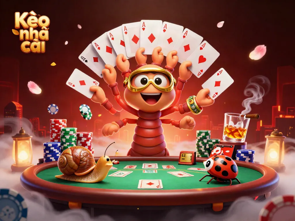 Engage with Kèo nhà cái in an exciting poker scene featuring a millipede dealer, snail high-roller, and pill bug.