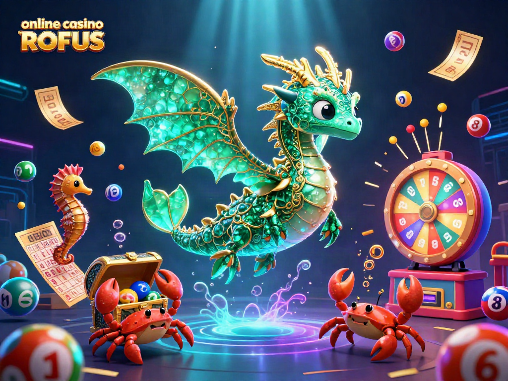 Experience excitement with online casino uden ROFUS featuring vibrant lottery elements and a magical sea dragon.