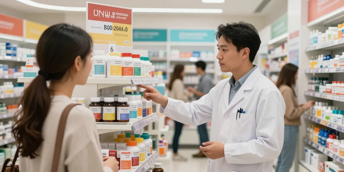 Klanten worden geholpen in de Unique Pharma Shop met gezondheidsproducten en supplementen.