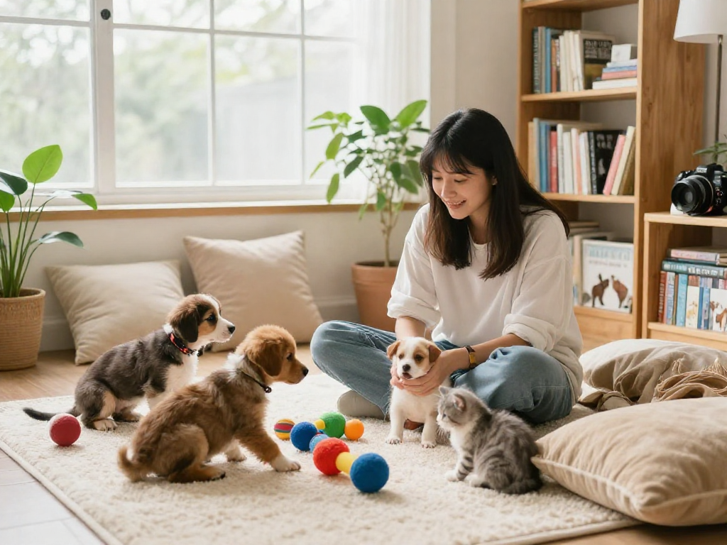 Engaging pet owners in a warm setting, showcasing rokok88 login for community discussions.