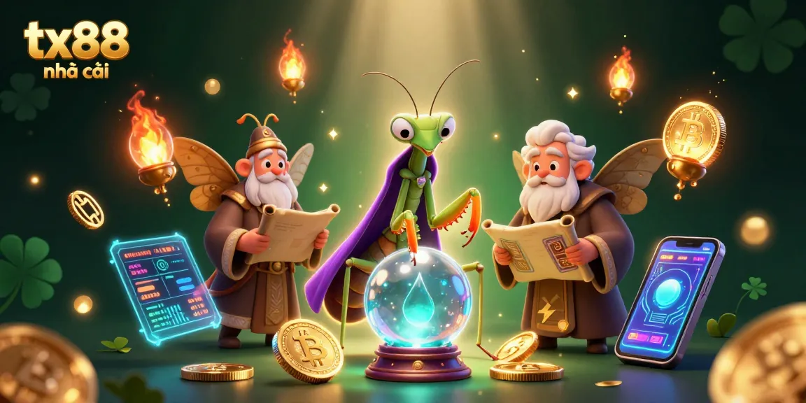Engage with tx88 nhà cái through this vibrant 3D illustration depicting dynamic fortune-telling amidst a rich gambling environment.