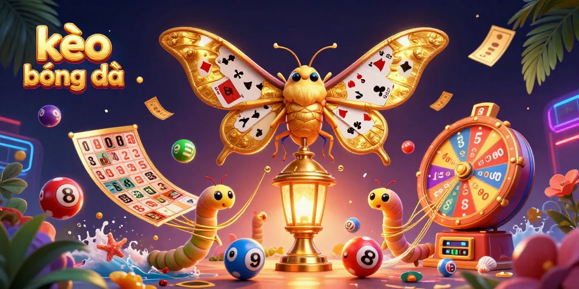 Engage with kèo bóng đá in this vibrant illustration of a 3D atlas moth amidst lively casino elements.