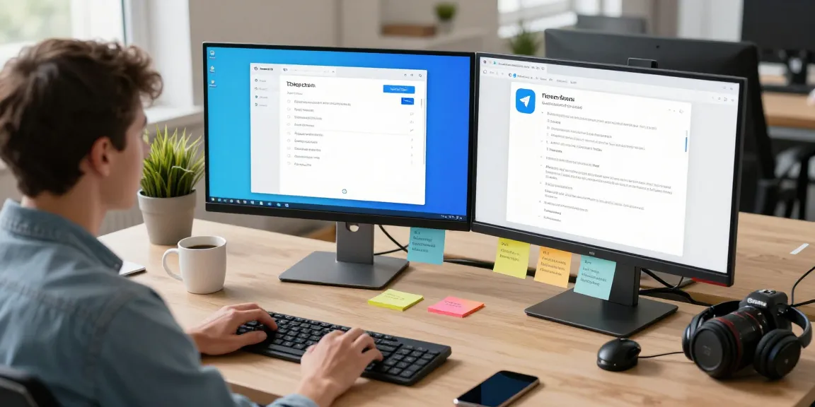 Configure the Telegram Chinese Version in a modern workspace with tech gadgets and user guides.
