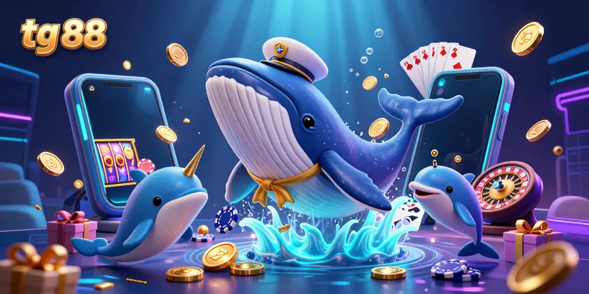 Experience thrilling gaming at tg 88 with whales and dolphins in a vibrant underwater scene of fun.