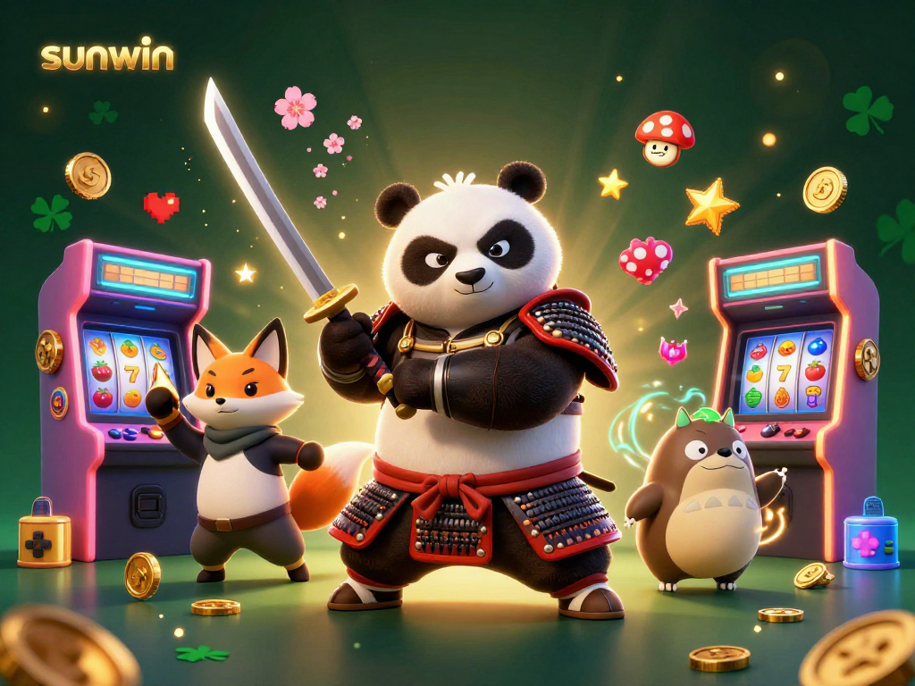 Engage with sunwin’s thrilling 3D gaming scene featuring dynamic characters and colorful casino elements.