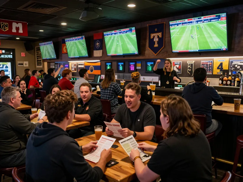 Socolive trực tiếp bóng đá brings excitement to sports betting scene with fans cheering and analyzing betting strategies