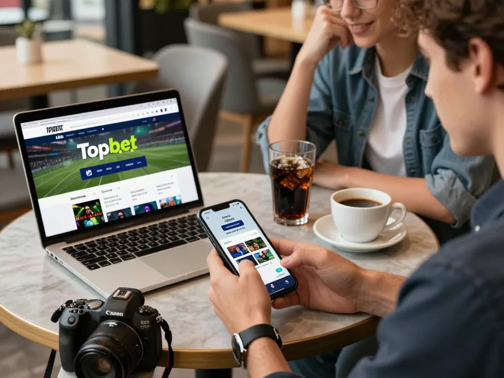 Engage with Tải app Topbet while enjoying sports betting at a café with friends.