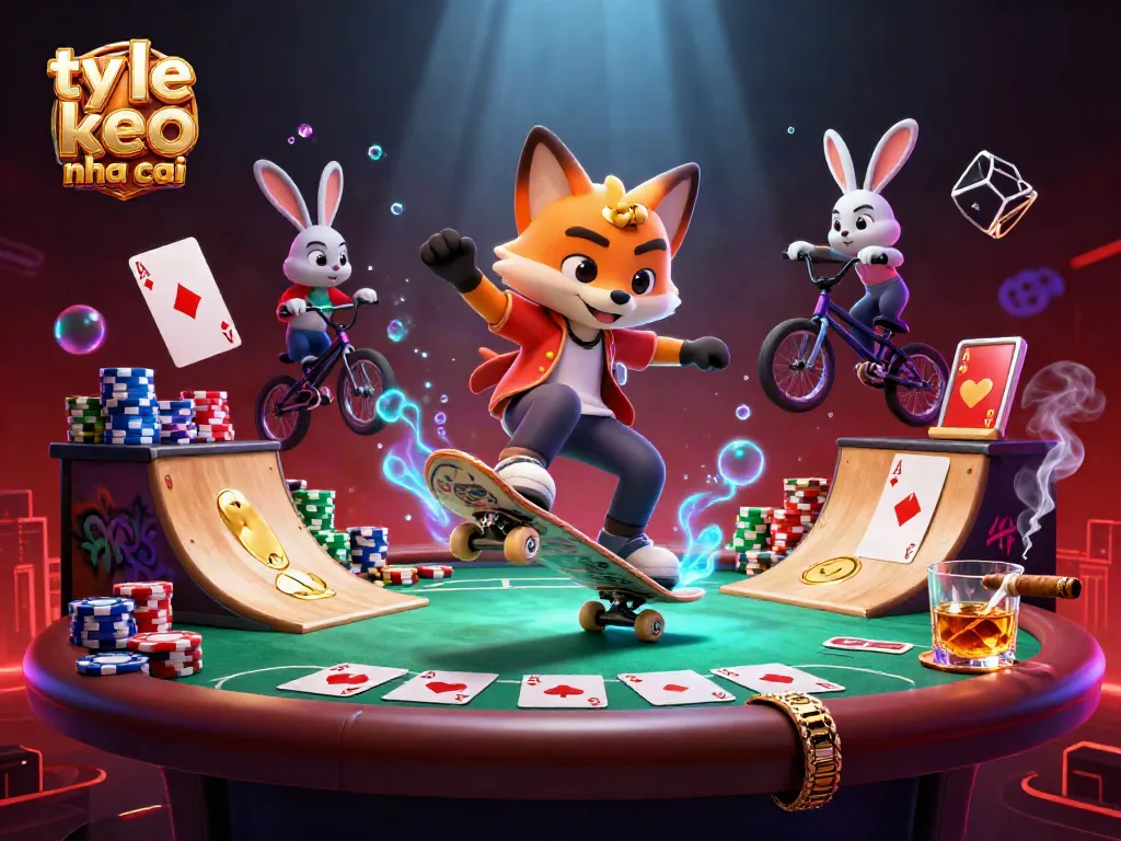 Experience the excitement of ty le keo nha cai as a skateboarder fox and BMX rabbit showcase casino tricks.