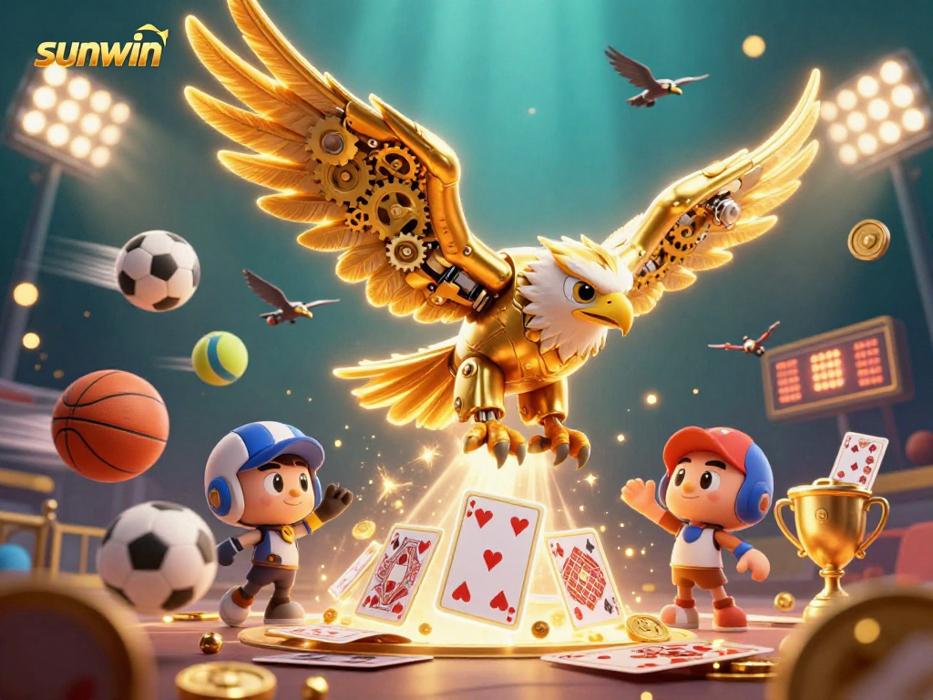 Elevate your gameplay with sunwin's immersive sports betting illustration featuring dynamic characters and elements.