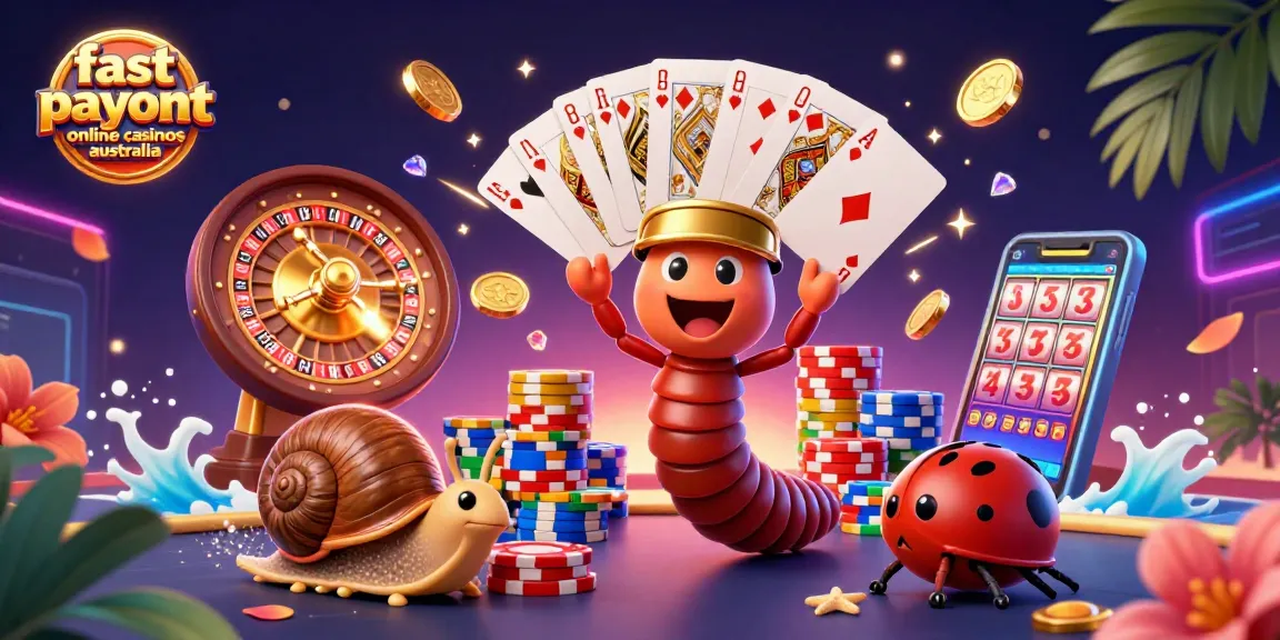 Experience fast payout online casinos Australia with a vibrant 3D casino illustration.
