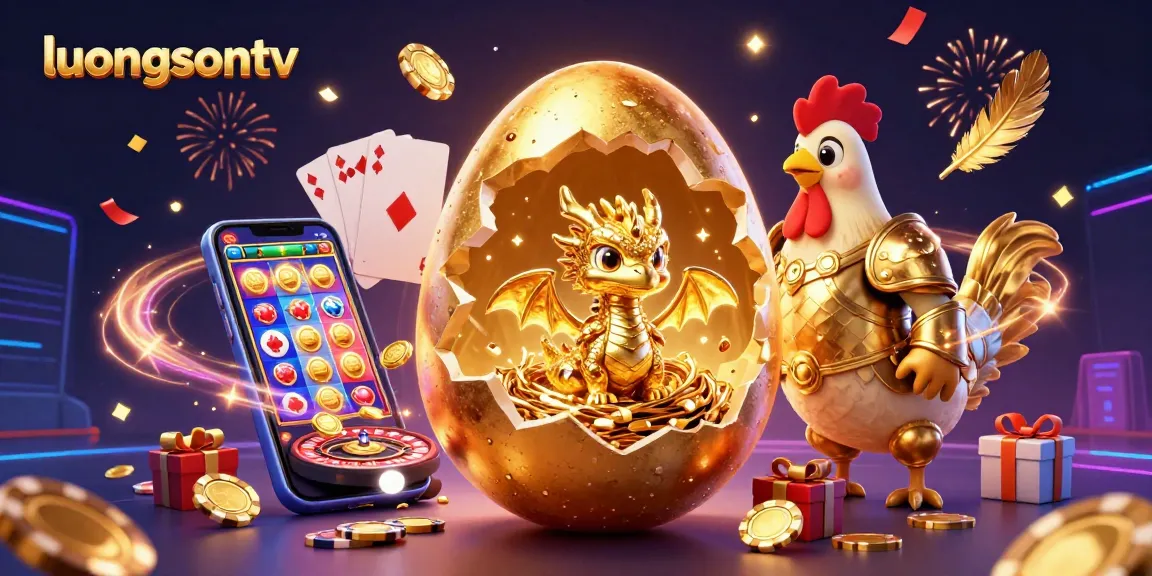 Experience thrilling gambling with luongsontv as a golden baby dragon emerges from a nest of poker chips.