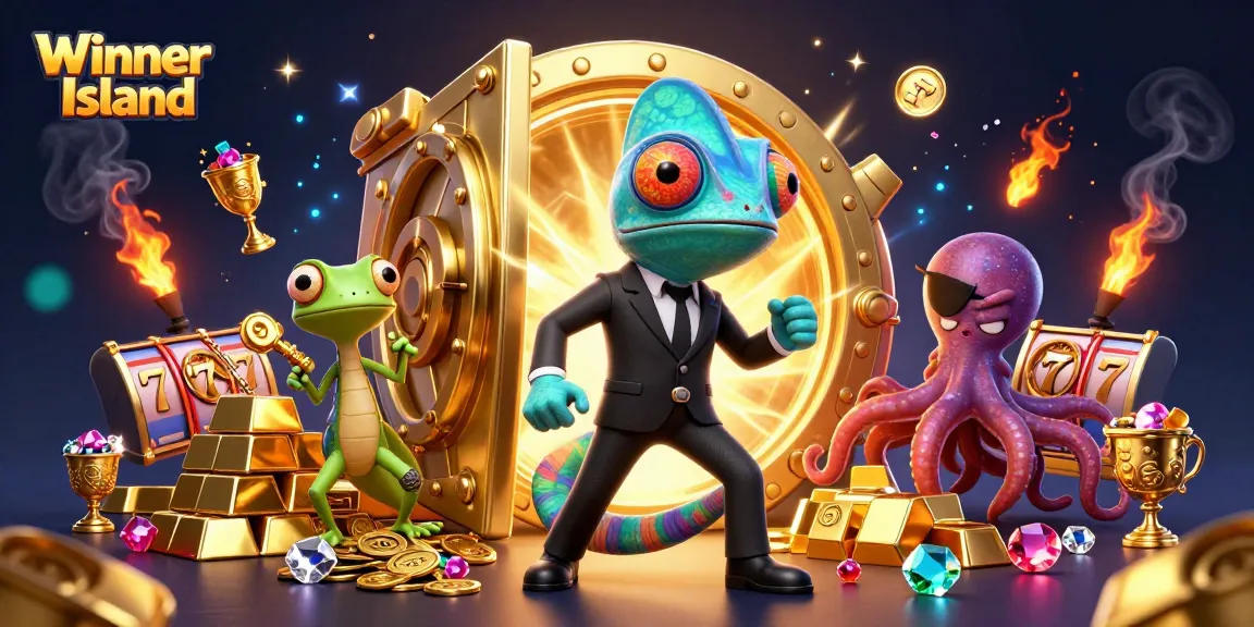 Experience the thrill of Winner Island as the secret agent chameleon unveils hidden treasures!