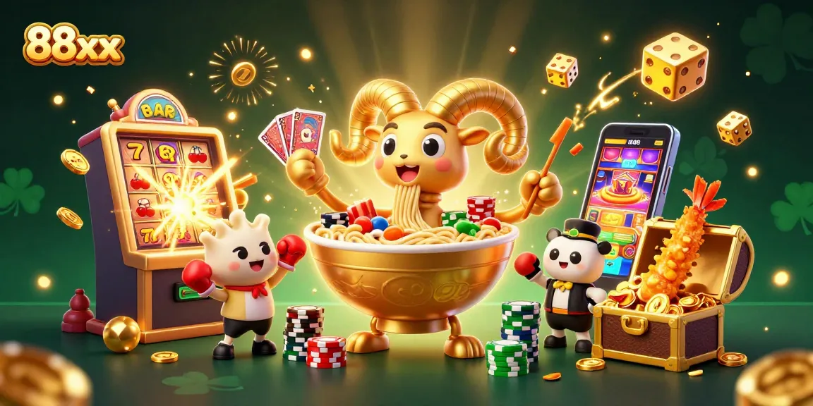 Experience fun at 88xx casino with animated characters and winning game elements.