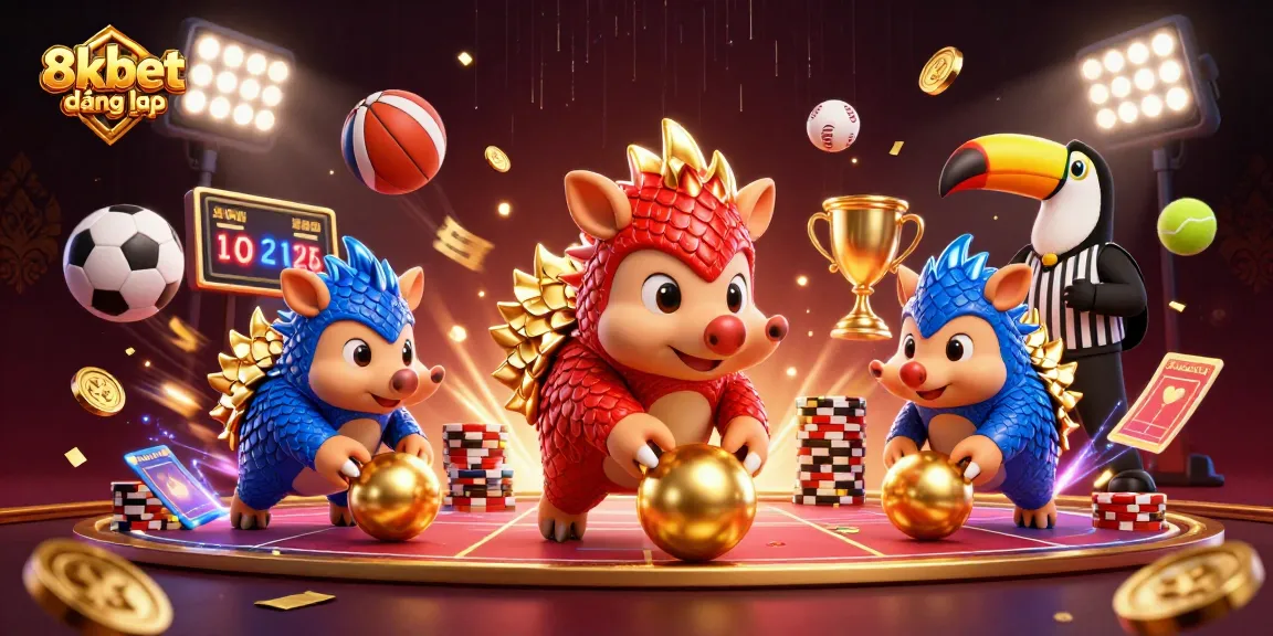 Engage with thrilling games at 8xbet đăng nhập, where rival pangolins compete amidst dynamic sports elements.