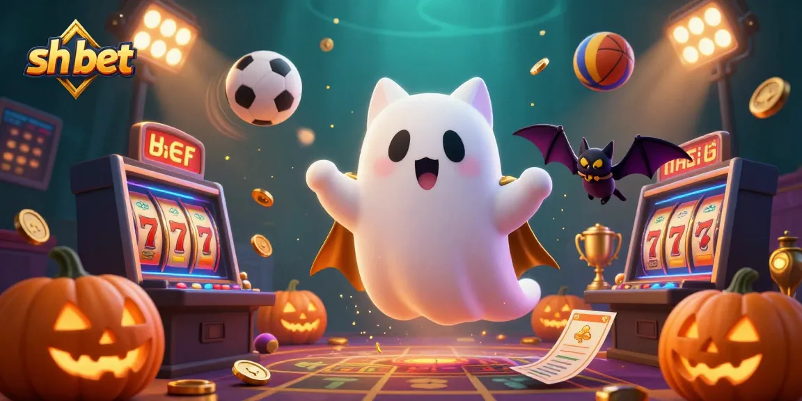 Experience thrilling play with sh bet in a haunted casino scene featuring jack-o-lanterns and dynamic sports elements.
