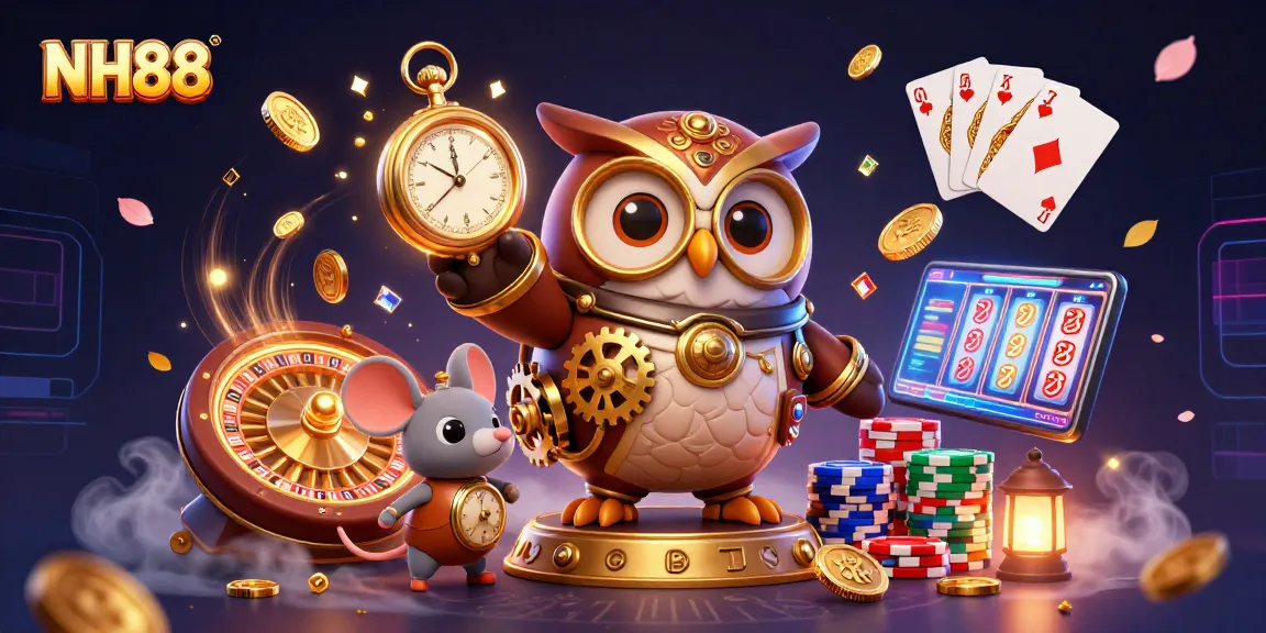 Experience the excitement of NH88 with this captivating 3D casino illustration featuring vibrant game elements.